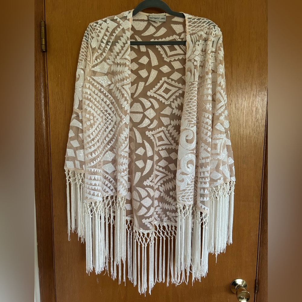 EastnWest Fringe Sequin Jacket / Cover up